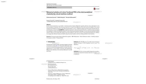 Numerical solution of a time‑fractional PDE in the electroanalytical chemistry by a local meshless method